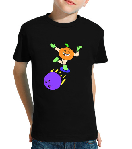 Tee Shirt Pour Enfant Manche Courte bowling de citrouille amusant