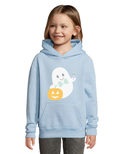 Sweat À Capuche Pour Enfant fantôme avec citrouille et bougie - sweat-shirt