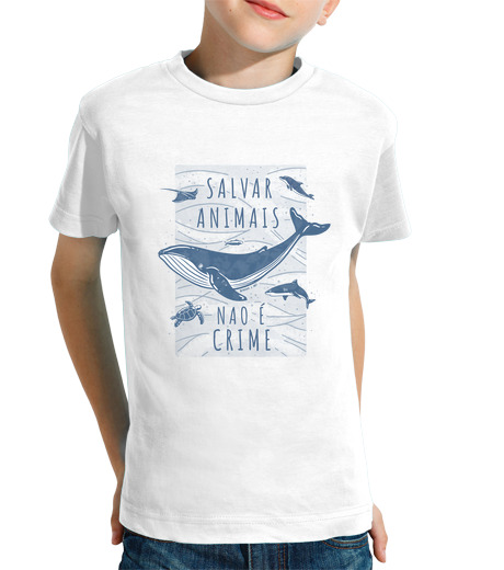 T-shirt bambino manica corta salvare gli animali nao é crime