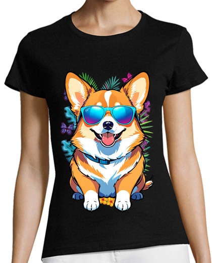 Image of cool Corgi wearing glasses ready for su
