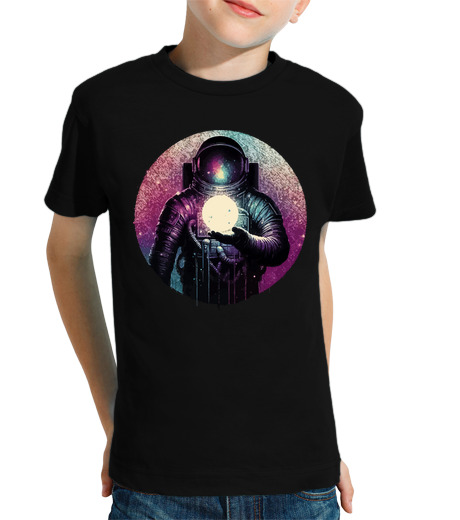 Tee Shirt Pour Enfant Manche Courte L39astronaute tient le soleil