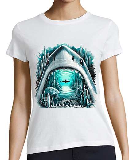 Image of Shark Head Artistic Ocean Landscape