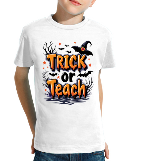 Tee Shirt Pour Enfant Manche Courte enseignante d39Halloween à l39école des