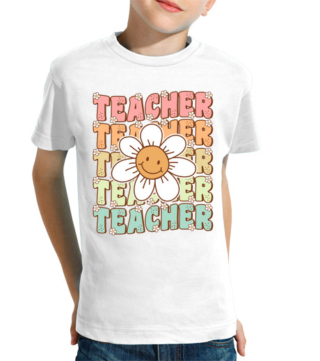 Tee Shirt Pour Enfant Manche Courte professeur groovy fleur de retour à l39