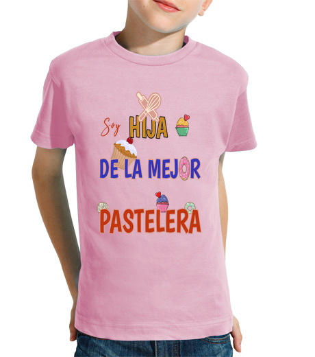 Tee Shirt Pour Enfant Manche Courte Je suis la fille du meilleur pâtissier