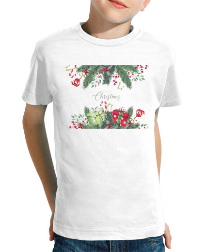 Tee Shirt Pour Enfant Manche Courte Joyeux Noël cadeau de fête