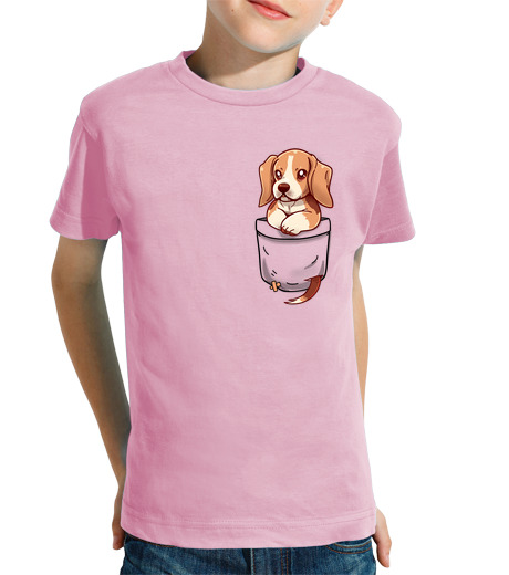 Tee Shirt Pour Enfant Manche Courte poche mignon beagle - chemise d'enfants