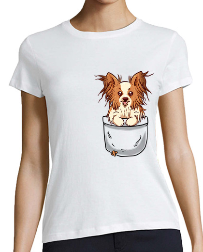 Image of pocket papillon puppy - womans shirt