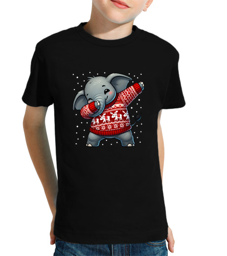 Tee Shirt Pour Enfant Manche Courte éléphant de Noël love les éléphants drô