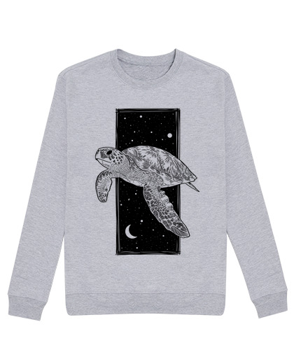 Sweat Unisexe tortue cosmique encre noire - jersey