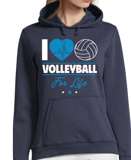 Sweat-shirt À Capuche Pour Femme J aime le volleyball,volley-ball