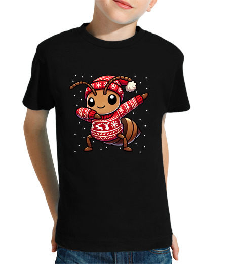 Tee Shirt Pour Enfant Manche Courte fourmi de Noël love r insecte drôle fou