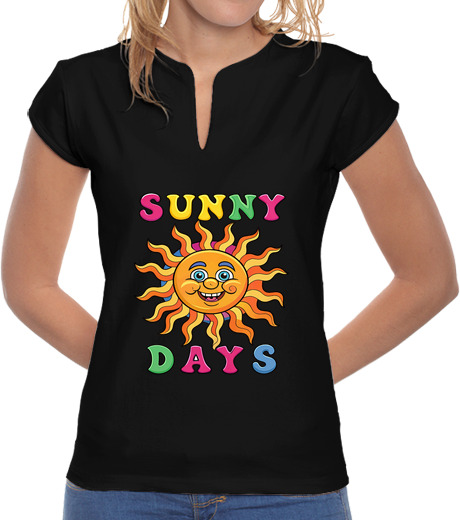 Tee Shirt Femme Col Mao soleil soleil été adorateurs du soleil