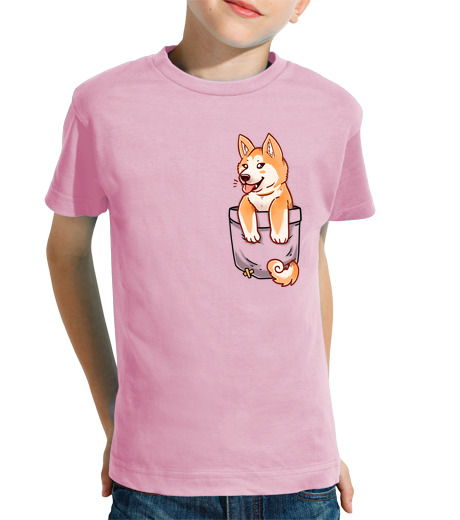 Tee Shirt Pour Enfant Manche Courte poche chiot akita mignon - chemise pour enfants