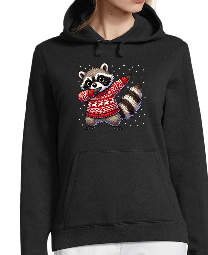 Sweat-shirt À Capuche Pour Femme raton laveur de Noël love le raton lave