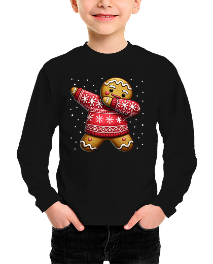 Camiseta Niño Manga Larga Divertido hombre de jengibre navideño f laTostadora