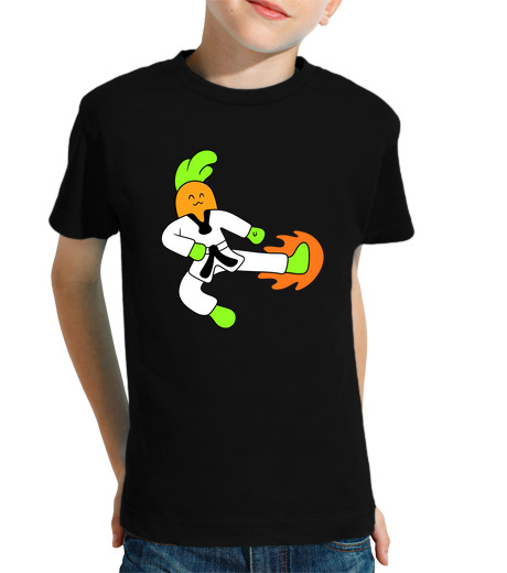 Tee Shirt Pour Enfant Manche Courte dessin animé taekwondo carotte