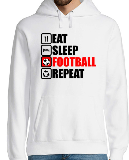 Sweat-shirt À Capuche Pour Homme Eat Sleep Football Repeat