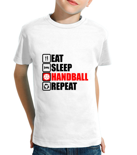 Tee Shirt Pour Enfant Manche Courte Eat Sleep Handball Repeat