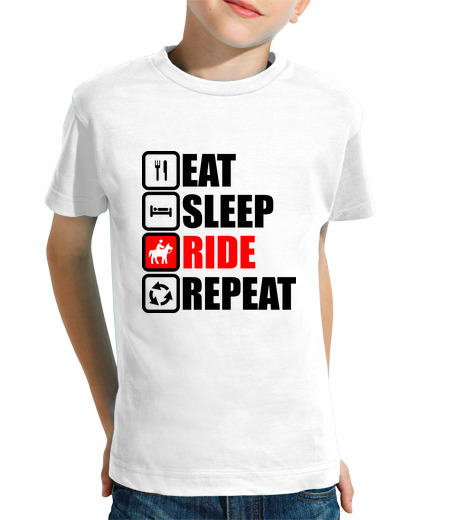 Tee Shirt Pour Enfant Manche Courte Eat Sleep Ride Repeat