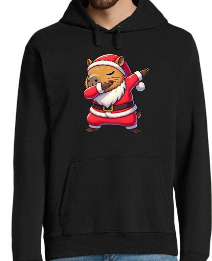 Sweat-shirt À Capuche Pour Homme Capybara de Noël Père Noël Capybara drô