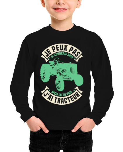 Camiseta Niño Manga Larga No puedo tener tractor laTostadora