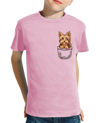 Tee Shirt Pour Enfant Manche Courte poche mignon yorkie yorkshire chiot - chemise d'enfants