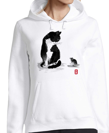 Sudadera Con Capucha Para Mujer The cat an the little mouse laTostadora