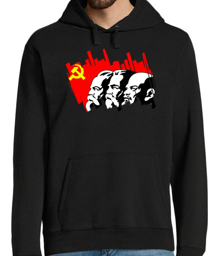 Sweat-shirt À Capuche Pour Homme marx engels lenin