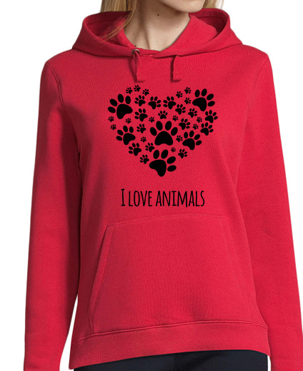 Sweat-shirt À Capuche Pour Femme j39aime les animaux