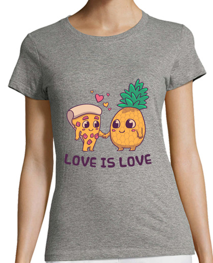 Image of love lgtb pizza with pineapple t shirt