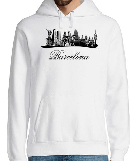 Sweat-shirt À Capuche Pour Homme horizon de Barcelone (Espagne)