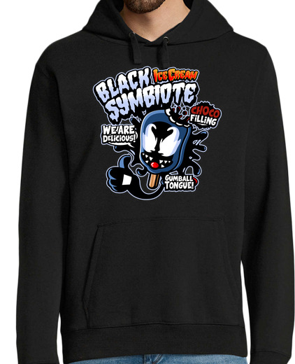 Sweat-shirt À Capuche Pour Homme noir symbiote ice crème