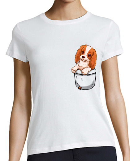 Image of pocket cute cavalier charles spaniel - womans shirt