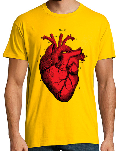 Camiseta Hombre Manga Corta Vintage Heart -Red & Black laTostadora