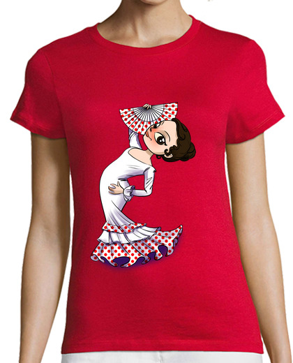 Image of flamenco red: woman, short manga , red, premium quality