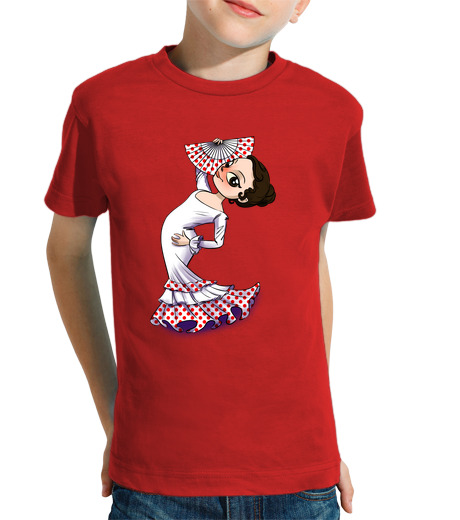 T-shirt bambino manica corta flamenco rosso: ragazzo, manica corta, rosso