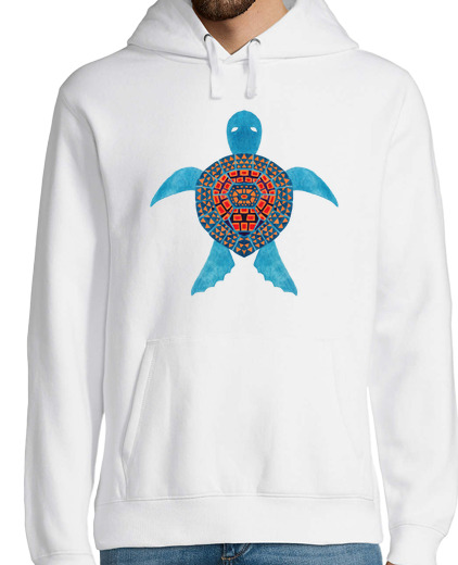 Sweat-shirt À Capuche Pour Homme la tortue de mer tribale bleue