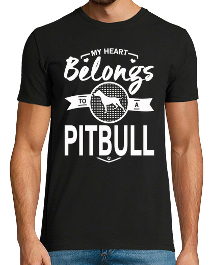 Camiseta Hombre Manga Corta mi corazón pertenece a un pitbull laTostadora