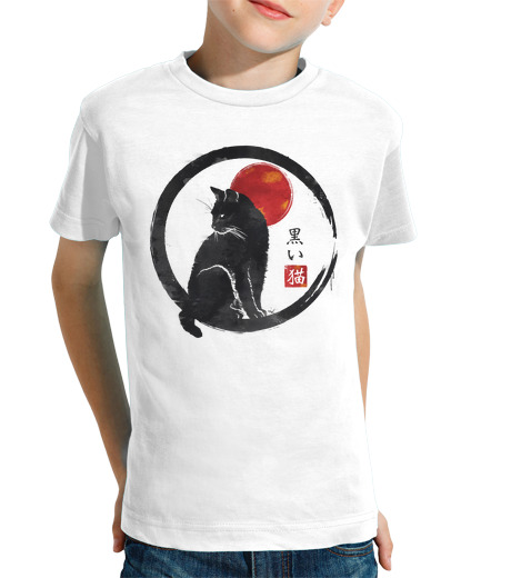 T-shirt bambino manica corta gattoto nero