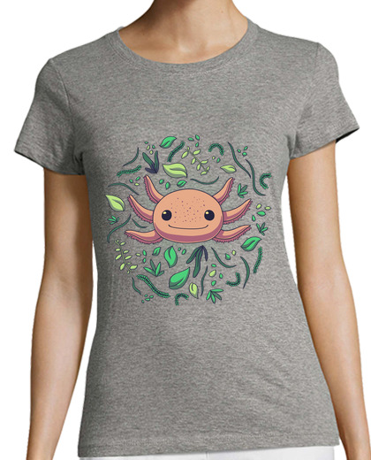 Image of cute mexican axolotl leaves t shirt