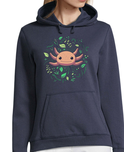 Sweat-shirt À Capuche Pour Femme adorable sweat mexicain à feuilles axolotl