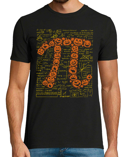 Camiseta Hombre Manga Corta Calabaza Halloween Pumpkin Matemáticas Número Pi Ciencia Friki laTostadora