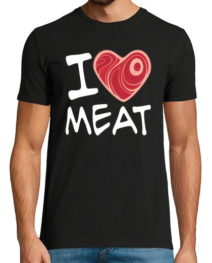 Camiseta Hombre Manga Corta amo la carne - versión de texto blanco laTostadora