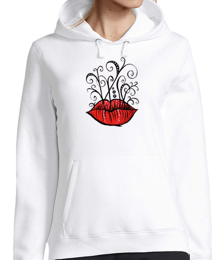 Sweat-shirt À Capuche Pour Femme style de tatouage étrange lèvres