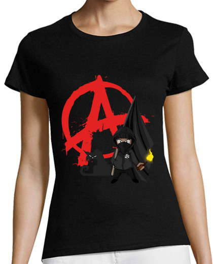 Image of tee-shirt woman - anarchy black block cat
