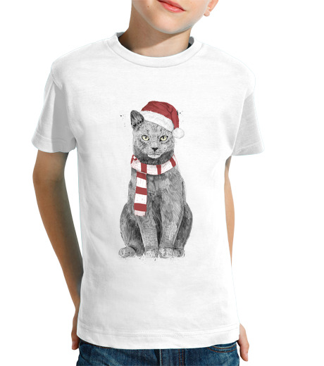 Tee Shirt Pour Enfant Manche Courte chat de noël