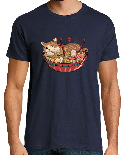 Camiseta Hombre Manga Corta neko ramen v2 camisa para hombre laTostadora