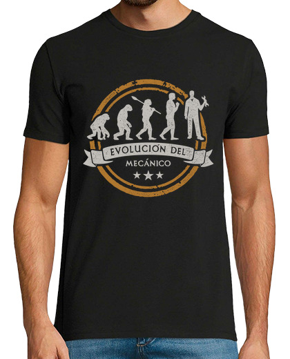 Camiseta Hombre Manga Corta Evolución del Mecánico Taller Coches Garaje Motor Motos laTostadora