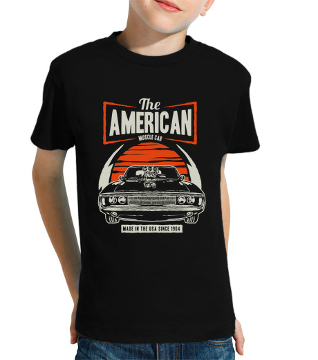 T-shirt bambino manica corta muscle car americana